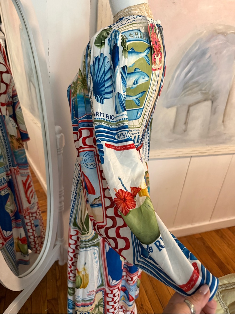 Farm Rio Bohemian Multi-Print Maxi Dress - Blue & White red - Picture 4 of 16